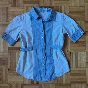 vintage y2k cotton day trip striped button down collared top